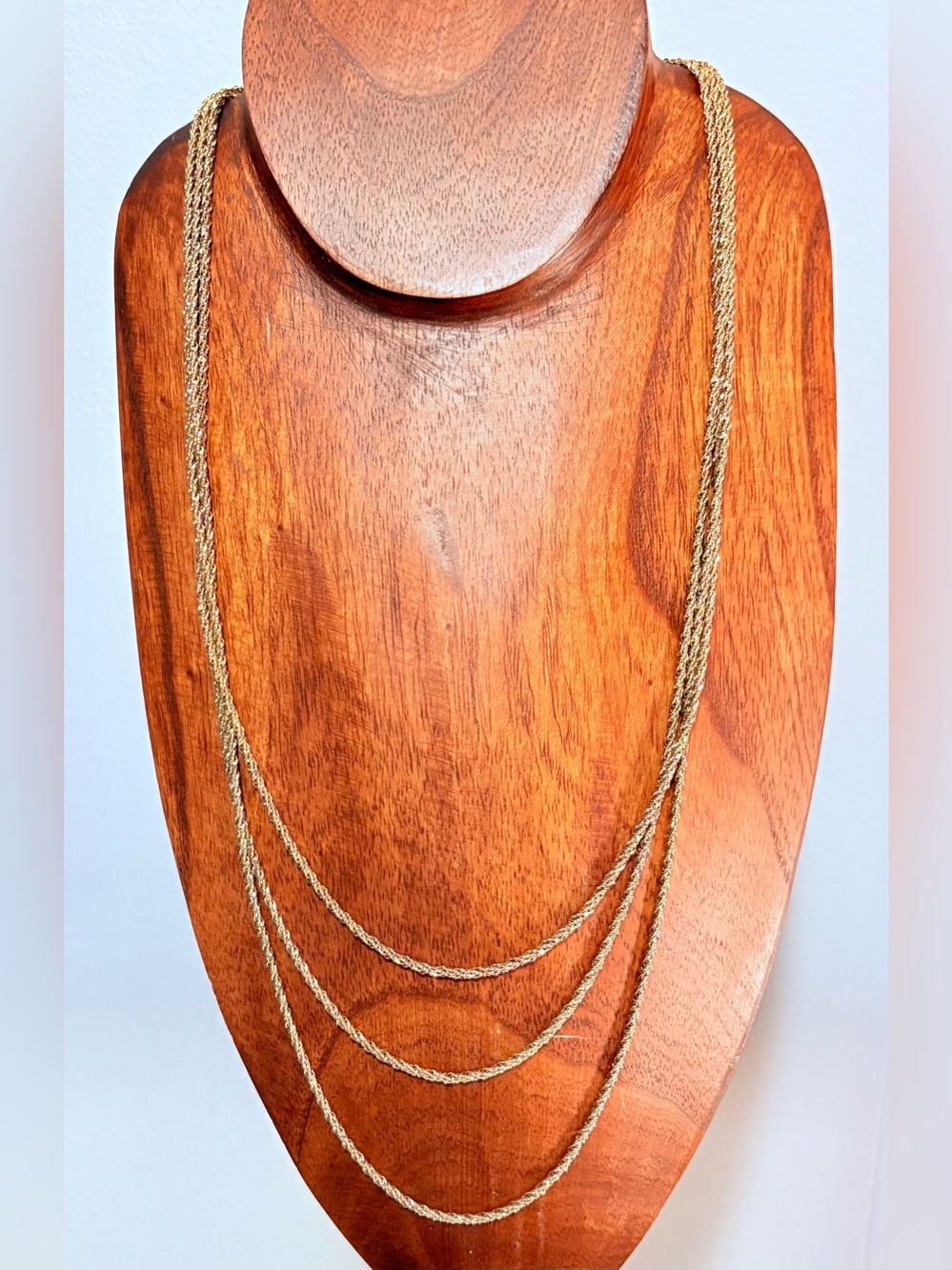 Park Lane Triple Strand Gold Tone Rope Chain Necklace 28in Signed Layered